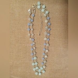 Premiere Designs Blue Tone Bead 22" Necklace, Silver Tone Chain